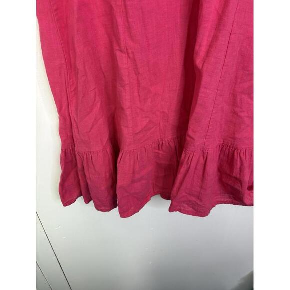 Terzo Millennium Dress Womens Small Linen Italy Made Tiered Hem Pink Natural - Picture 4 of 8